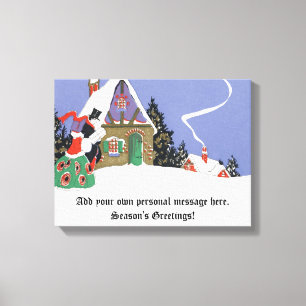 Vintage Christmas, Victorian Couple Going to Party Canvas Print
