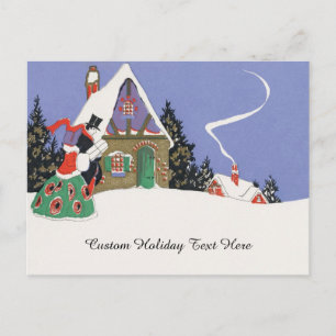 Vintage Christmas, Victorian Couple Going to Party Postcard