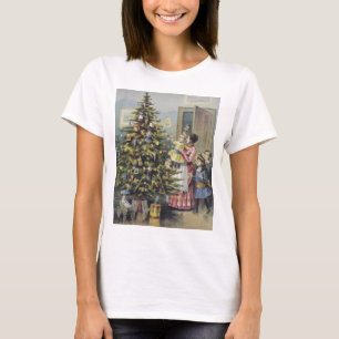 Vintage Christmas, Victorian Family Around Tree T-Shirt