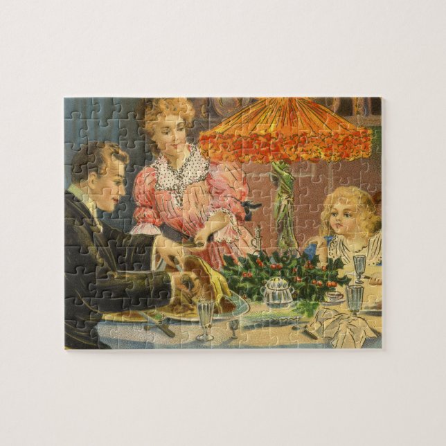 Vintage Christmas, Victorian Family Dinner Jigsaw Puzzle (Horizontal)