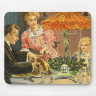 Vintage Christmas, Victorian Family Dinner Mouse Mat
