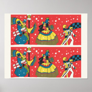 Vintage Christmas, Victorian Family Poster