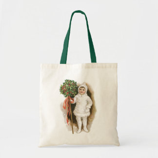 Vintage Christmas, Victorian Girl with Holly Tote Bag