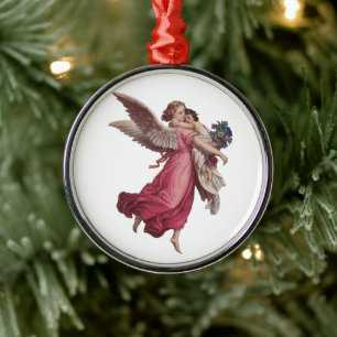 Vintage Christmas, Victorian Guardian Angel Metal Tree Decoration