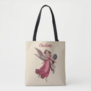 Vintage Christmas, Victorian Guardian Angel Tote Bag