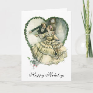 Vintage Christmas, Victorian Love and Romance Holiday Card