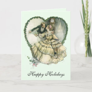 Vintage Christmas, Victorian Love and Romance Holiday Card