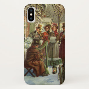 Vintage Christmas, Victorian Musicians Caroling iPhone X Case