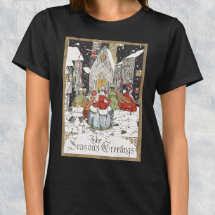 Vintage Christmas Victorian People Going to Church T-Shirt