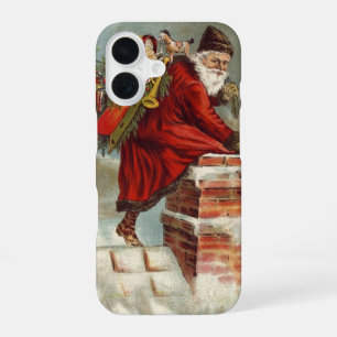 Vintage Christmas Victorian Saint Nicholas on Roof iPhone 16 Case