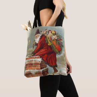 Vintage Christmas Victorian Saint Nicholas on Roof Tote Bag