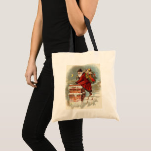 Vintage Christmas Victorian Saint Nicholas on Roof Tote Bag