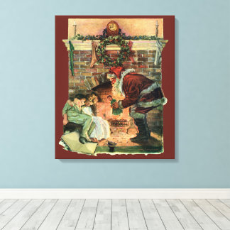 Vintage Christmas, Victorian Santa Claus Children Canvas Print