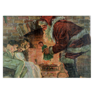 Vintage Christmas, Victorian Santa Claus Children Cutting Board