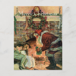 Vintage Christmas, Victorian Santa Claus Children Holiday Postcard