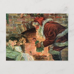 Vintage Christmas, Victorian Santa Claus Children Holiday Postcard
