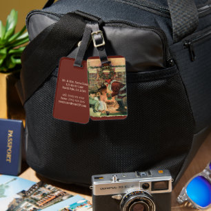 Vintage Christmas, Victorian Santa Claus Children Luggage Tag