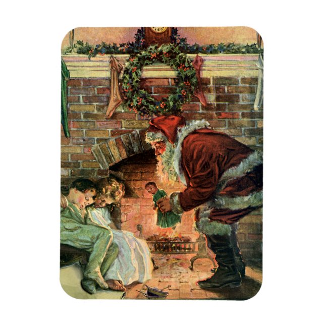 Vintage Christmas, Victorian Santa Claus Children Magnet (Vertical)