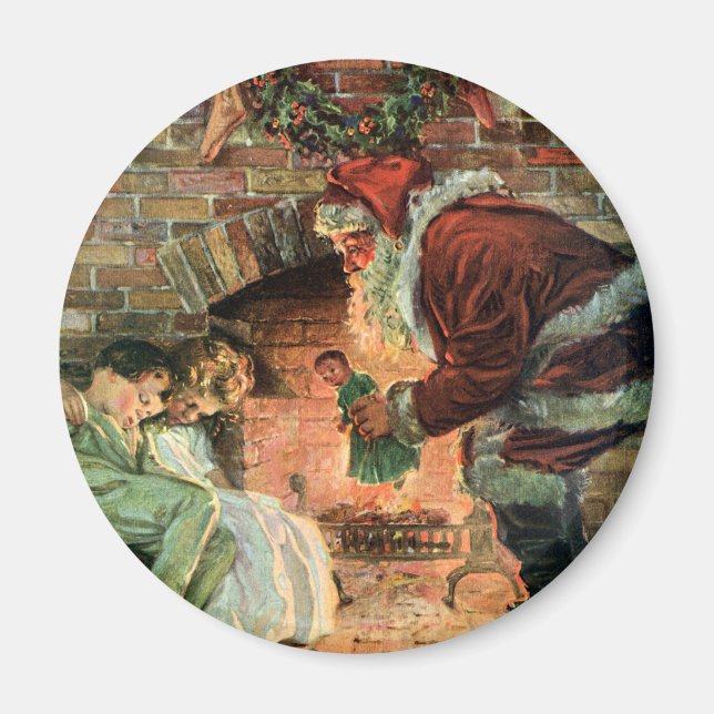 Vintage Christmas, Victorian Santa Claus Children Magnet (Front)