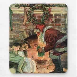 Vintage Christmas, Victorian Santa Claus Children Mouse Mat