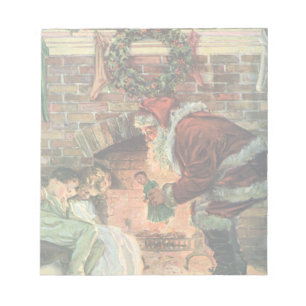 Vintage Christmas, Victorian Santa Claus Children Notepad