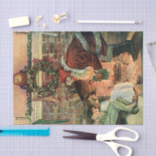 Vintage Christmas, Victorian Santa Claus Children Tissue Paper