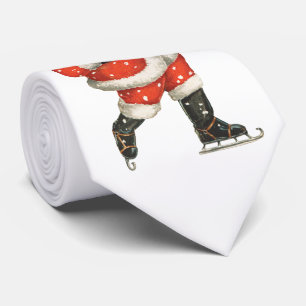 Vintage Christmas Victorian Santa Claus Ice Skater Tie