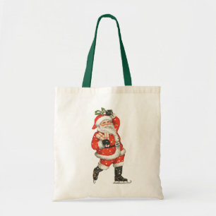 Vintage Christmas Victorian Santa Claus Ice Skater Tote Bag
