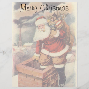 Vintage Christmas Victorian Santa Claus in Chimney