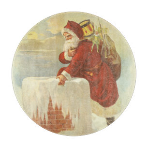 Vintage Christmas Victorian Santa Claus in Chimney Cutting Board