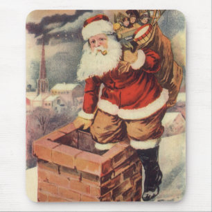Vintage Christmas Victorian Santa Claus in Chimney Mouse Mat