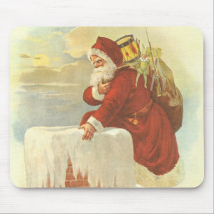 Vintage Christmas Victorian Santa Claus in Chimney Mouse Mat