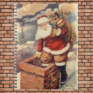 Vintage Christmas Victorian Santa Claus in Chimney Notebook