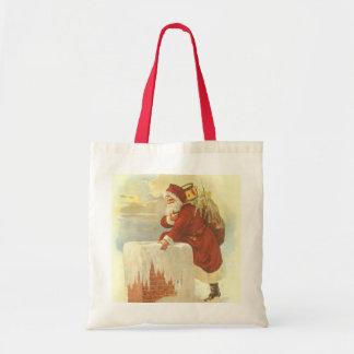 Vintage Christmas Victorian Santa Claus in Chimney Tote Bag