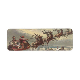 Vintage Christmas, Victorian Santa Claus in Sleigh