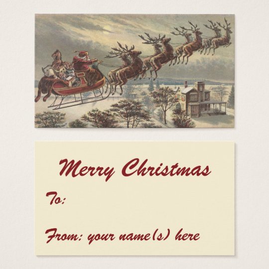 Vintage Christmas, Victorian Santa Claus in Sleigh Business Card