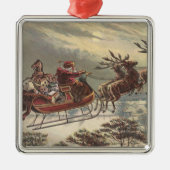 Vintage Christmas, Victorian Santa Claus in Sleigh Metal Tree Decoration (Front)