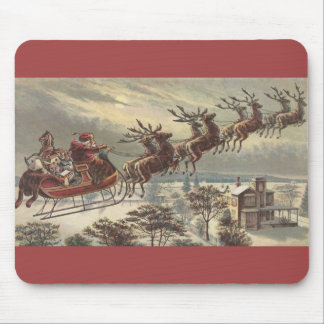 Vintage Christmas, Victorian Santa Claus in Sleigh Mouse Mat