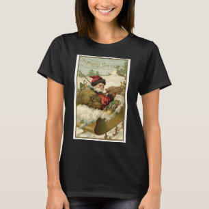 Vintage Christmas, Victorian Santa Claus in Sleigh T-Shirt