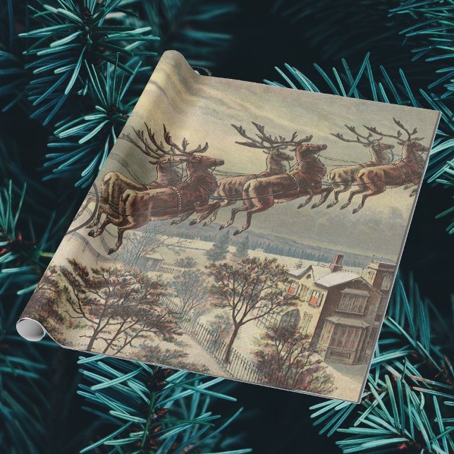 Vintage Christmas, Victorian Santa Claus in Sleigh Wrapping Paper (Creator Uploaded)