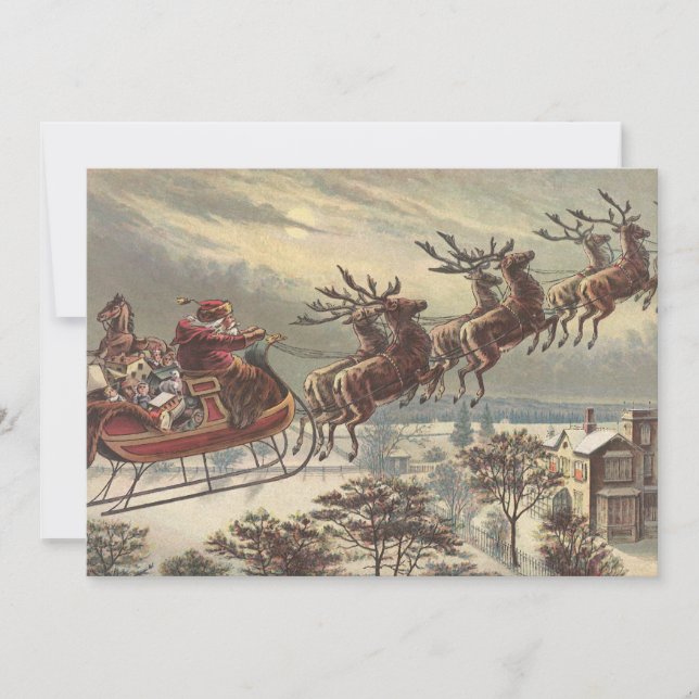 Vintage Christmas Victorian Santa Claus Invitation (Front)
