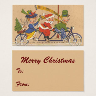Vintage Christmas, Victorian Santa Claus on Bike