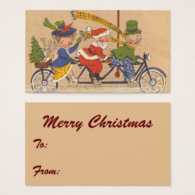 Vintage Christmas, Victorian Santa Claus on Bike (Front & Back)