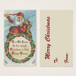 Vintage Christmas, Victorian Santa Claus on Wreath