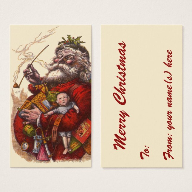 Vintage Christmas, Victorian Santa Claus Pipe Toys (Front & Back)