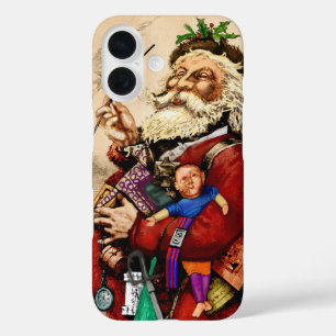 Vintage Christmas, Victorian Santa Claus Pipe Toys iPhone 16 Case