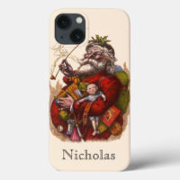 Vintage Christmas, Victorian Santa Claus Pipe Toys