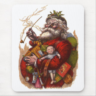 Vintage Christmas, Victorian Santa Claus Pipe Toys Mouse Mat