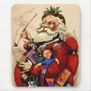 Vintage Christmas, Victorian Santa Claus Pipe Toys Mouse Mat