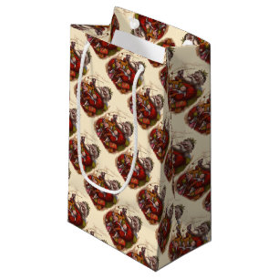 Vintage Christmas, Victorian Santa Claus Pipe Toys Small Gift Bag